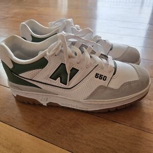 New Balance 550 White and Green Athletic Shoes